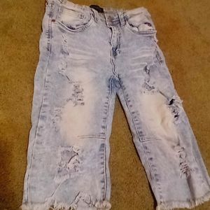 Encrypted denim long shorts